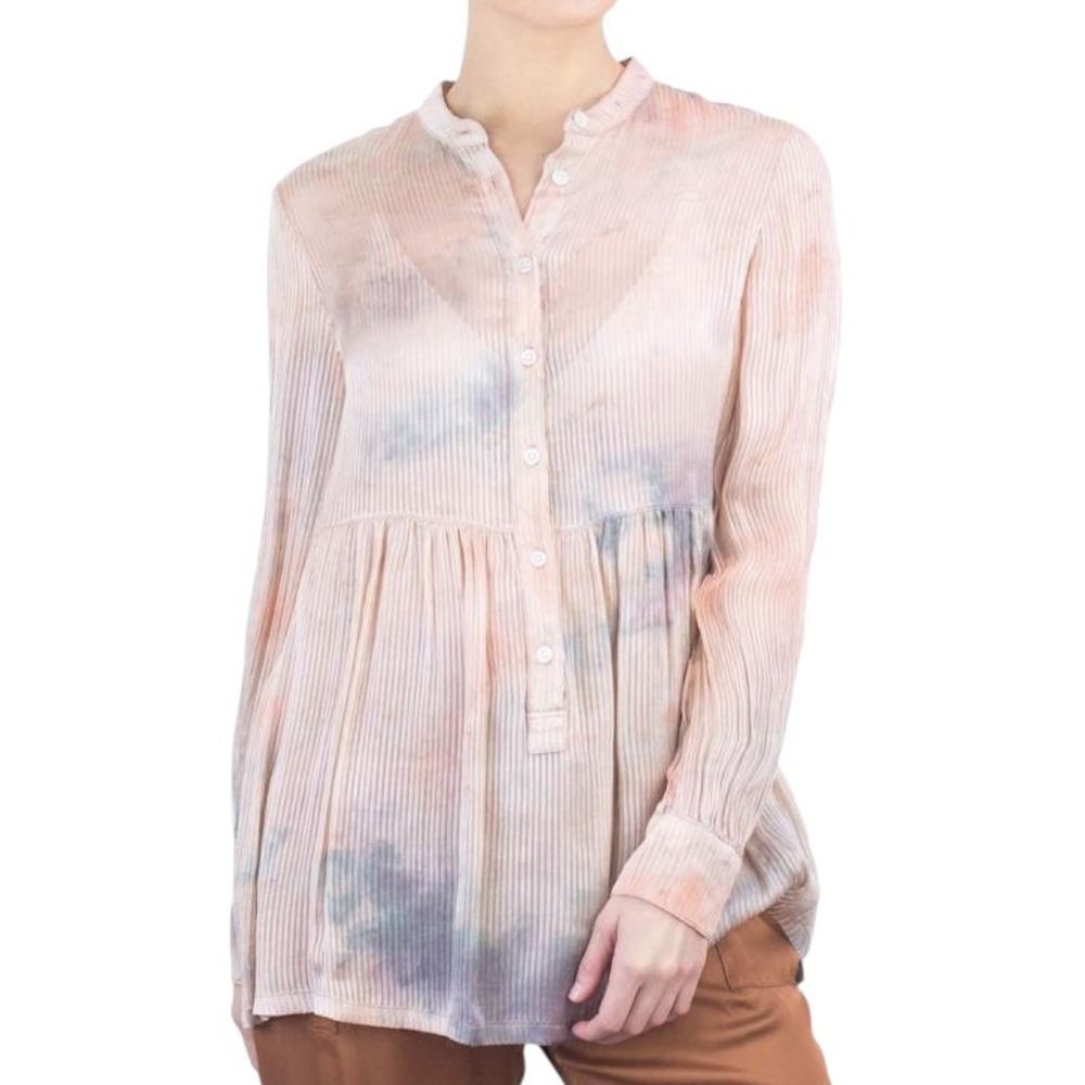 Raquel Allegra Silk Blouse Stripe Tie Dye Chiffon Empire‎ Womens 1 Medium